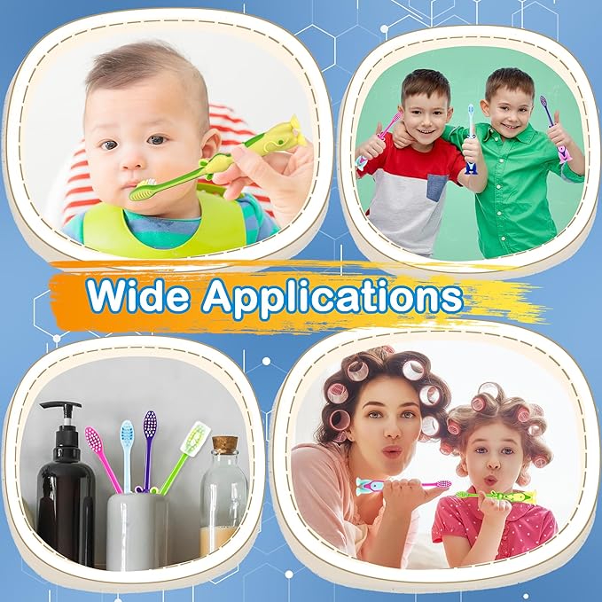 120 Pcs Kids Toothbrushes Bulk Cute Little Kangaroo Toothbrush with Cover Suction Cup Individually Wrapped Kangaroo Animal Toothbrush for Children Home School Camp Daycare Travel