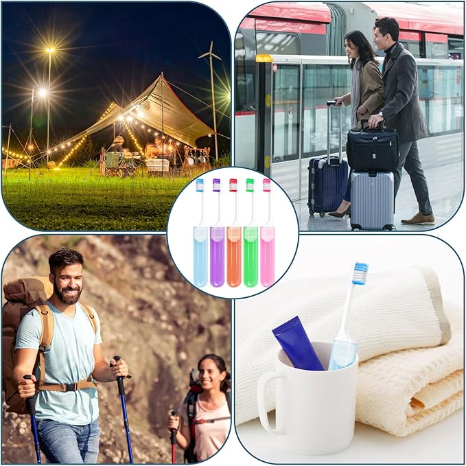 Travel Size Toothbrush Bulk Disposable Toothbrushes Individually Wrapped ,Mini Toothbrush With Toothbrush Cover Folding Toothbrushes Camping Toothbrush for Camping,Hiking,Traveling,School (100)