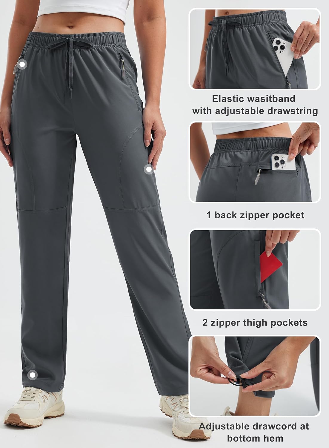 Libin Women's Hiking Pants Lightweight Quick Dry Cargo Pants Casual Safari Work Travel Clothes Petite/Regular/Tall