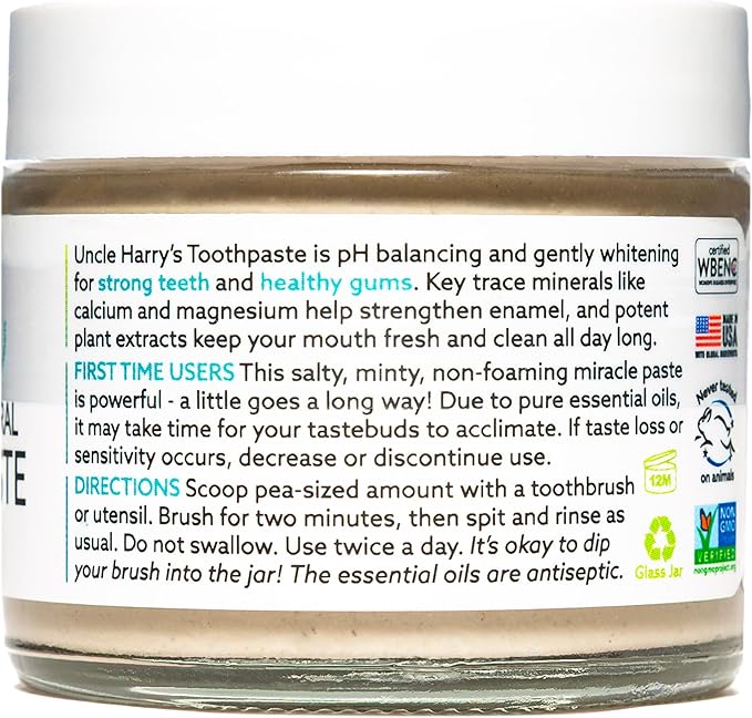 Uncle Harry's Anise Remineralizing Toothpaste | Natural Whitening Tooth Paste Freshens Breath & Promotes Enamel | Vegan Fluoride Free Toothpaste (2 Pack)