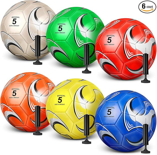 6 Pcs Operation Christmas Soccer Ball Bulk with Pump Needles, Size 3 4 5 Deflated Soccer Ball Gift for Youth Adult Game Training Practice Christian Charity Donation Supplies