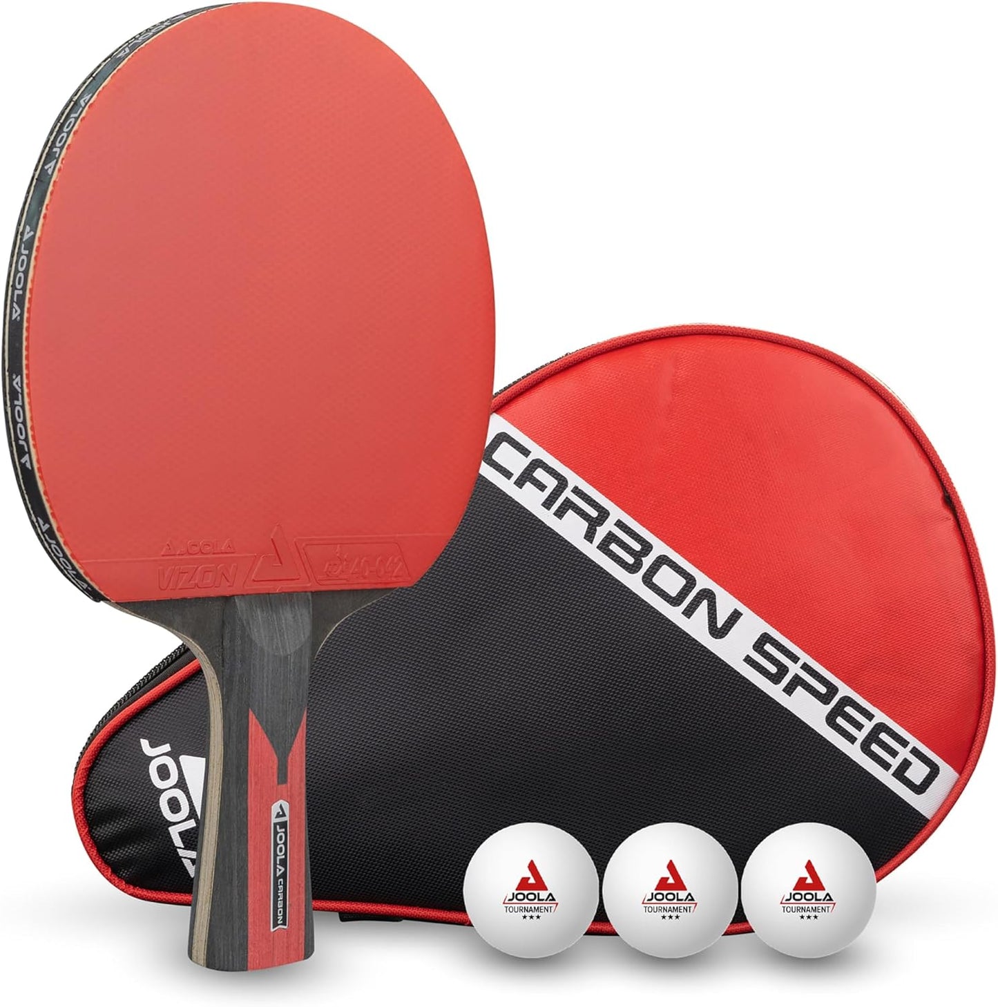 JOOLA Carbon Speed Ping Pong Paddle with Paddle Cover - Ergonomic Grip - ITTF Approved - Professional Ping Pong Paddles for Advanced Power & Speed - Table Tennis Racket - Black