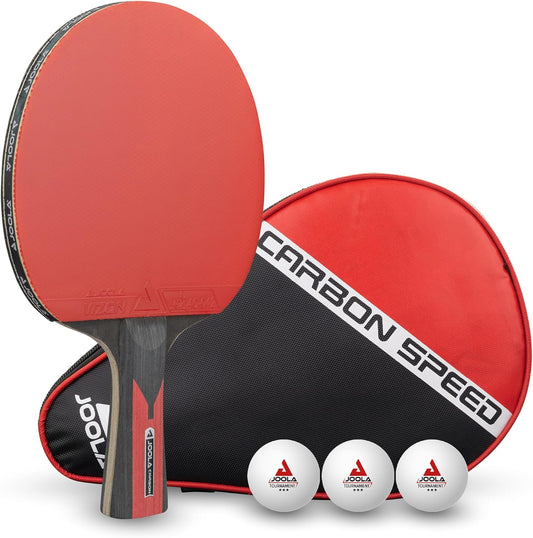 JOOLA Carbon Speed Ping Pong Paddle with Paddle Cover - Ergonomic Grip - ITTF Approved - Professional Ping Pong Paddles for Advanced Power & Speed - Table Tennis Racket - Black