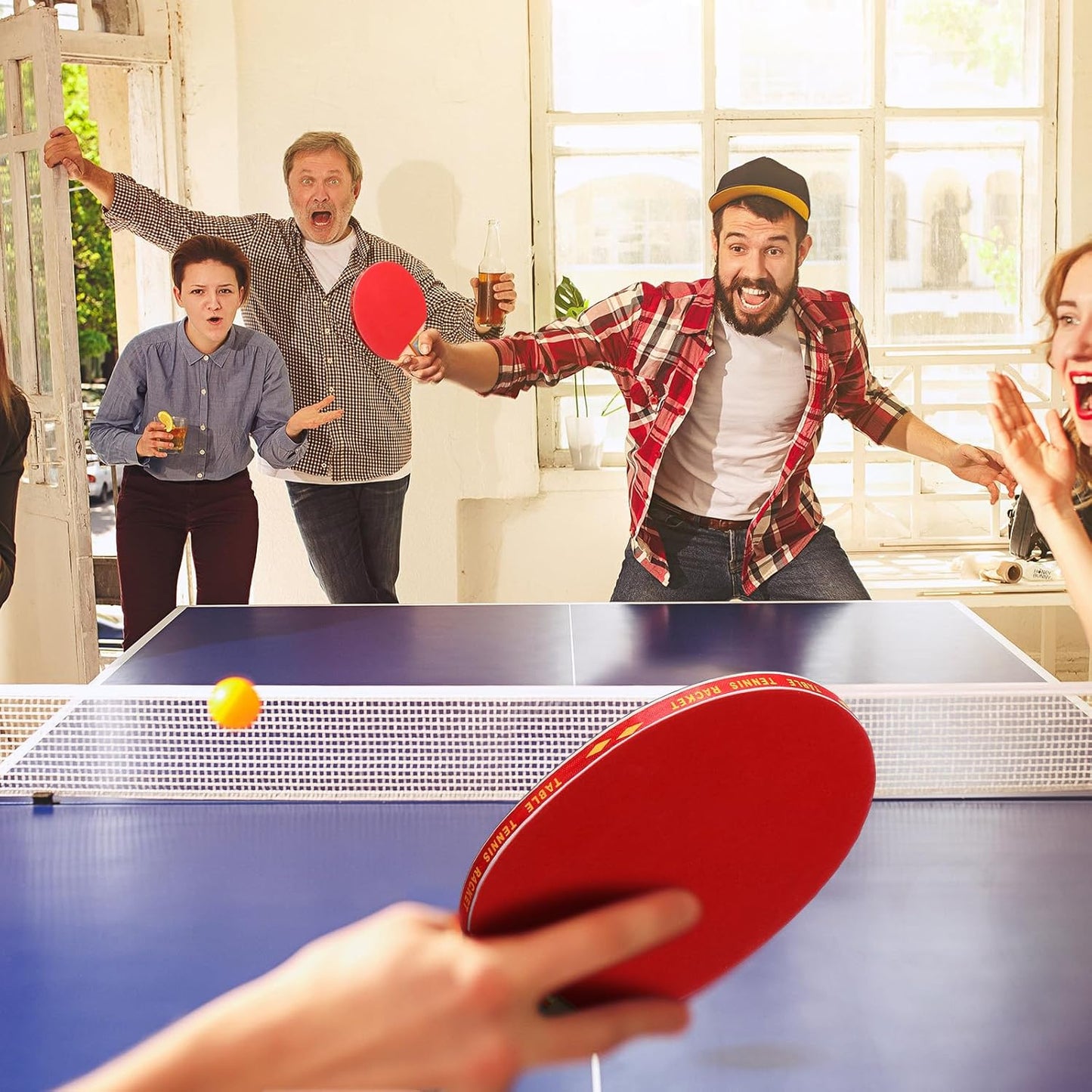 Liliful Table Tennis Rackets Set with Table Tennis Balls and Storage Bags for Indoor Outdoor Games