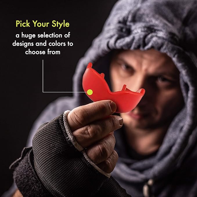 DAMAGE CONTROL High-Impact Mouth Guard – Sports Mouthguard for Boxing, Football, Hockey, Lacrosse & Basketball, Protects Teeth & Jaw, Protective Mouthpiece for Adults & Youth (Youth, Red)