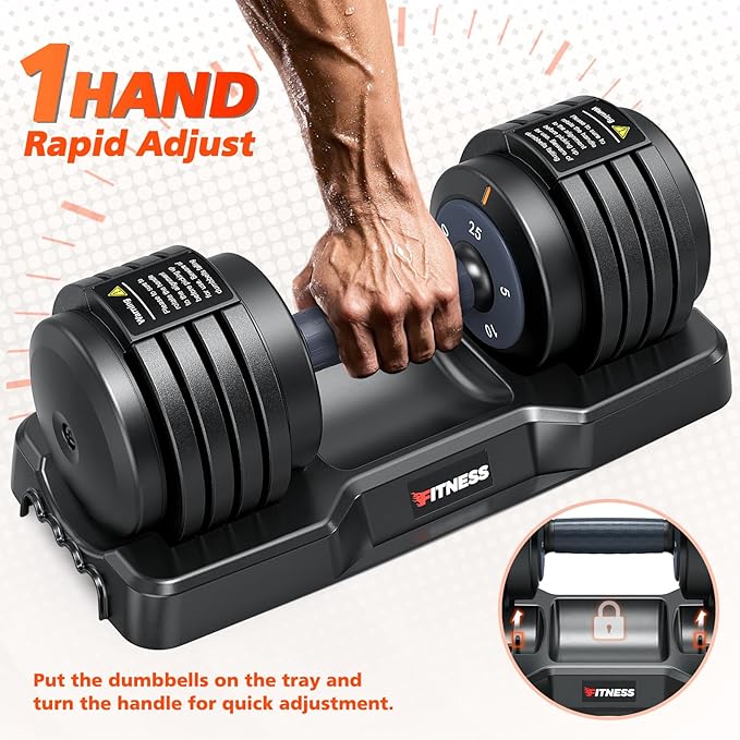 Adjustable Dumbbells Set of 2, 1 Hand Adjustable Weights Dumbbells Set, 5 in 1/10 in 1 Free Dumbbell with Anti-Slip Texture Handle, 25/55/80lb Pair Weight Set For Home Gym Suit both Men and Women