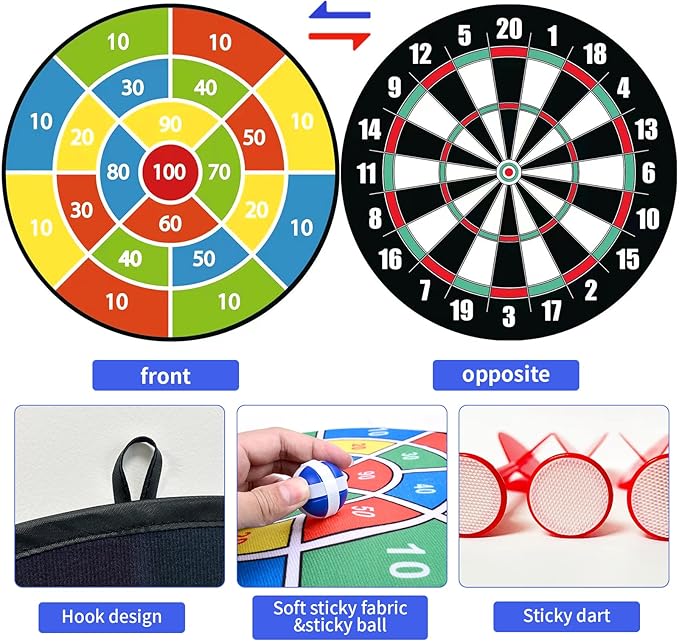 29 Inches Dart Board for Kids，Kids Large Dart Board with Sticky Balls and Darts，Indoor/Outdoor Sport Party Fun Games Toys Birthday Gifts for 3 4 5 6 7 8 9 10 11 12+Year Old Boys Girl