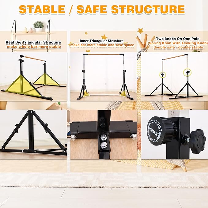 4FT/5FT Gymnastic Bar Set Gymnastics Horizontal Bar Gymnastics Kip Bar for Kids Home Use