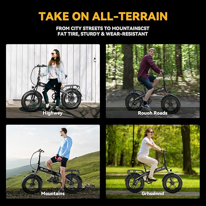 1000W Folding Electric Bike, 48V 20AH Large Removable Battery E Bike,30+MPH, 80 Miles Max Range, 20" Fat TireElectric Bike for Adults, Adult Electric Bicycles for CommuteBeach Snow