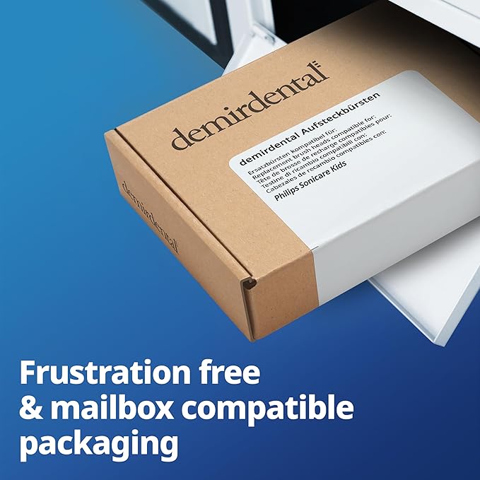 demirdental Kids Toothbrush Heads Compatible with Philips Sonicare Kids Toothbrush Heads - Replacement Heads Sensitive - Brush Heads from Ages 7 to 10 - Dark Blue - Replaces HX6048-8 Pack