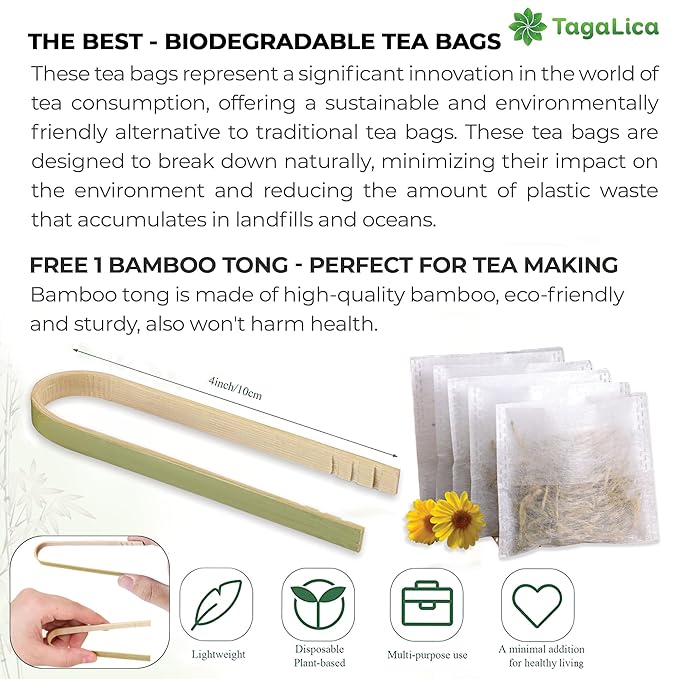 135 Lemongrass Tea Bags, 100% Natural & Pure Lemongrass leaves, Eco-Conscious Tea Bags, Lemongrass Herbal Tea. Lemongrass Leaf Tea. No Sugar, No Caffeine, No Gluten, Vegan.