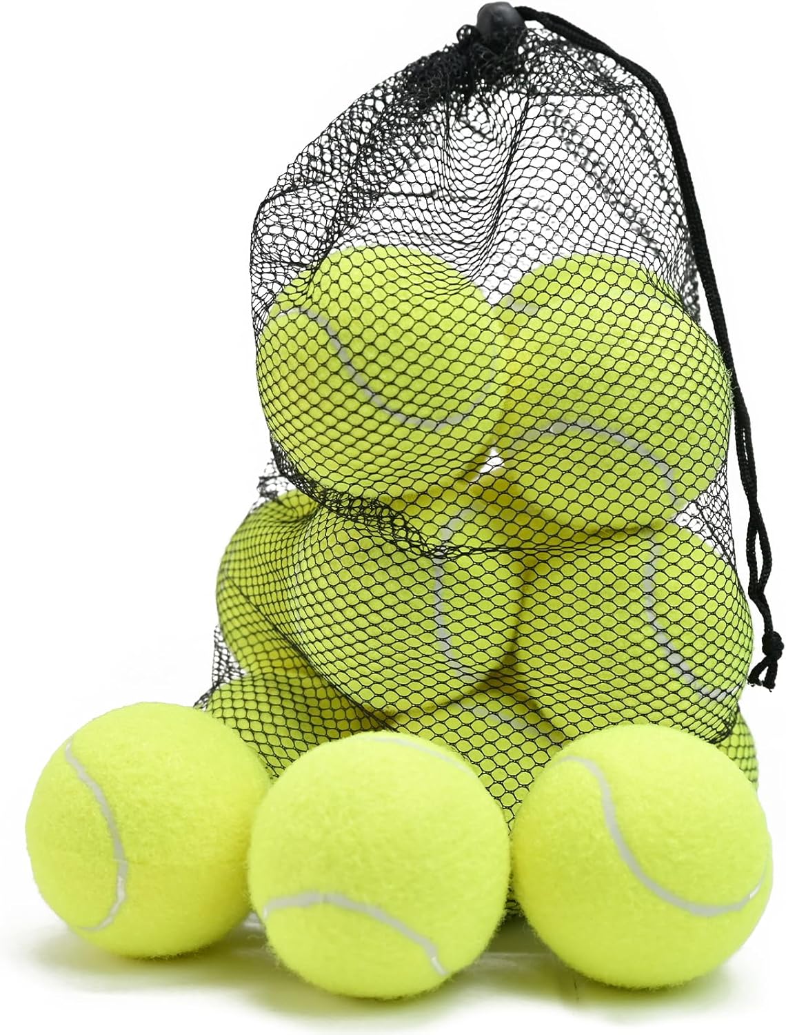 LITIAN 12 Pack Practice Tennis Balls for Beginners – High Elasticity Bulk Tennis Balls for Dog Training, Fetch & Play, with Mesh Carry Bag