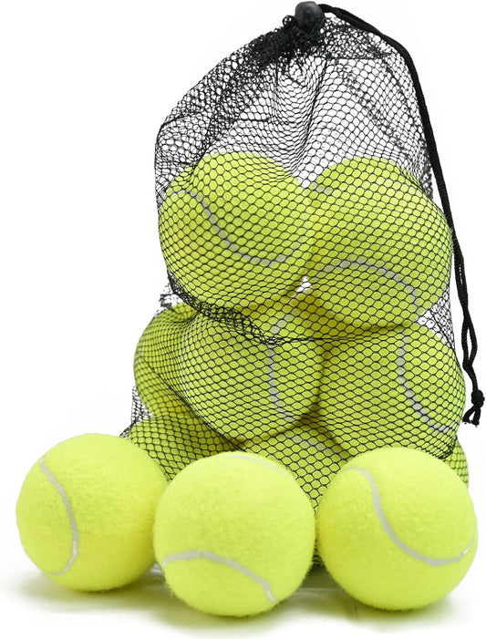 LITIAN 12 Pack Practice Tennis Balls for Beginners – High Elasticity Bulk Tennis Balls for Dog Training, Fetch & Play, with Mesh Carry Bag