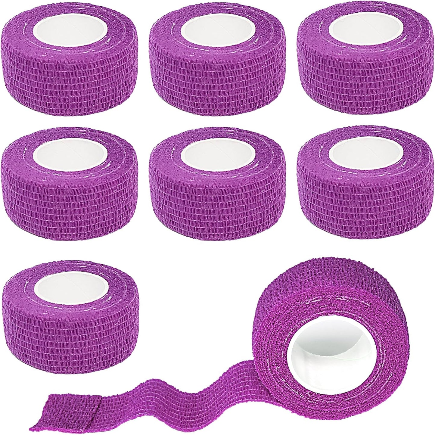 8 Pack 1 in x 5 Yards Cohesive Wrap Self Adhesive Bandage Wrap Elastic Self Adherent Wrap Self Stick Vet Tape for Athletic, Wrist, Ankle, Knees, Pets (Dark Purple)