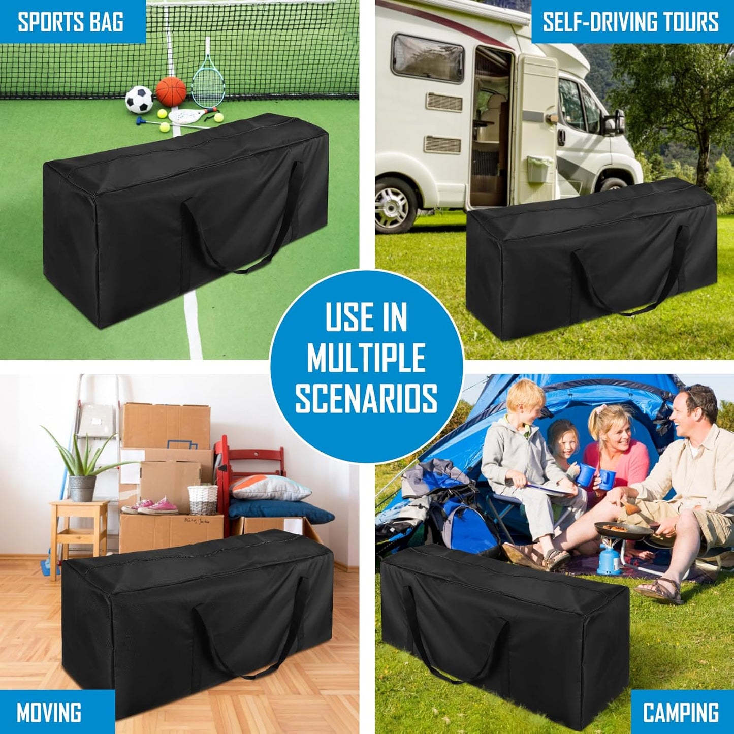 47" Sports Duffle Bag, 197L Extra Large Travel Duffel Luggage Bag with Upgrade 2-way Lockable Zippers, Durable & Water Resistant