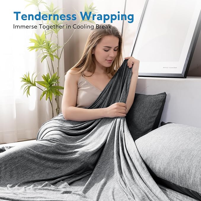 HOMFINE Cooling Blankets for Hot Sleepers - Summer Blanket Thin Lightweight Breathable Soft Double Side Enhanced Cooling for Bed Couch Sofa, Keep Cool for Night Sweats (Black, 60 x 80 inches)