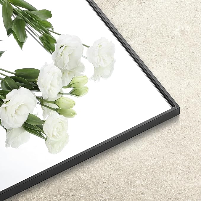 55x30 Inch Black Bathroom Mirror for Wall, Aluminum Frame Rectangle Rectangular Vanity Mirror, Modern Large for Bedroom, Living Room, Horizontal or Vertical