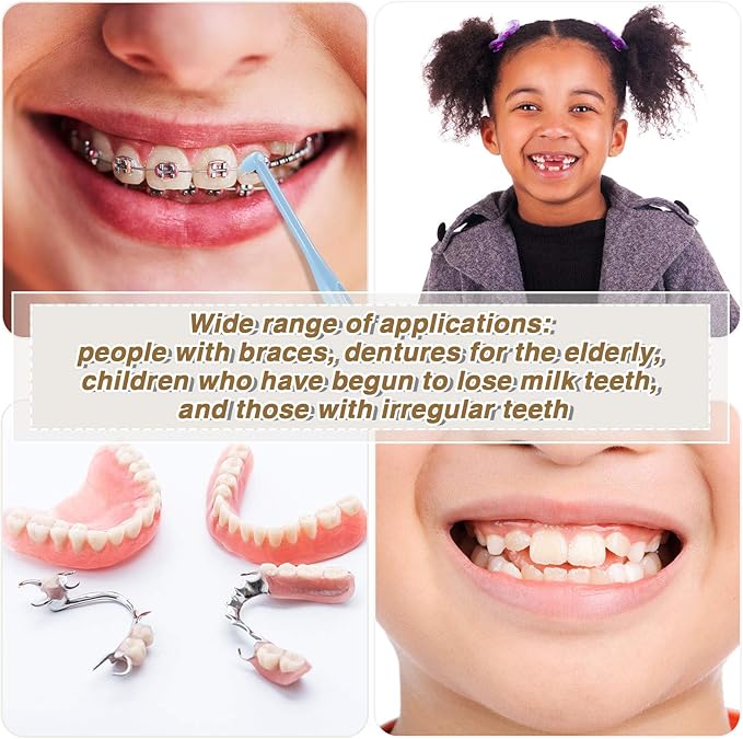 Patelai 12 Pcs End Tuft Toothbrush Soft Interdental Brushes Tooth Stain Remover Trim Toothbrush Single Brush for Implants Teeth Detail Cleaning Supplies(Orange, Rose Red, White and Blue)