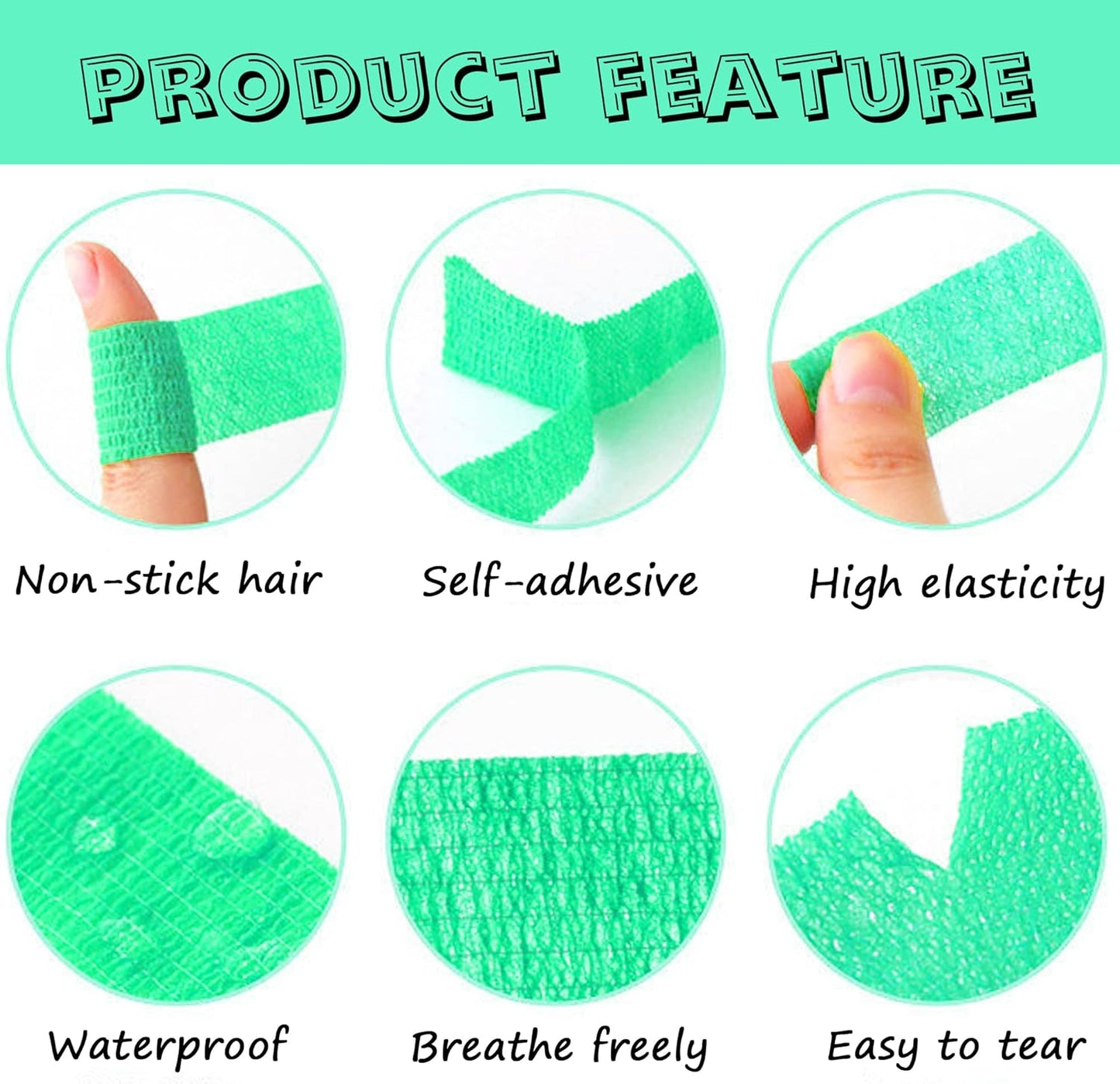 8 Pack 1 in x 5 Yards Cohesive Wrap Self Adhesive Bandage Wrap Elastic Self Adherent Wrap Self Stick Vet Tape for Athletic, Wrist, Ankle, Knees, Pets (Skin Color)