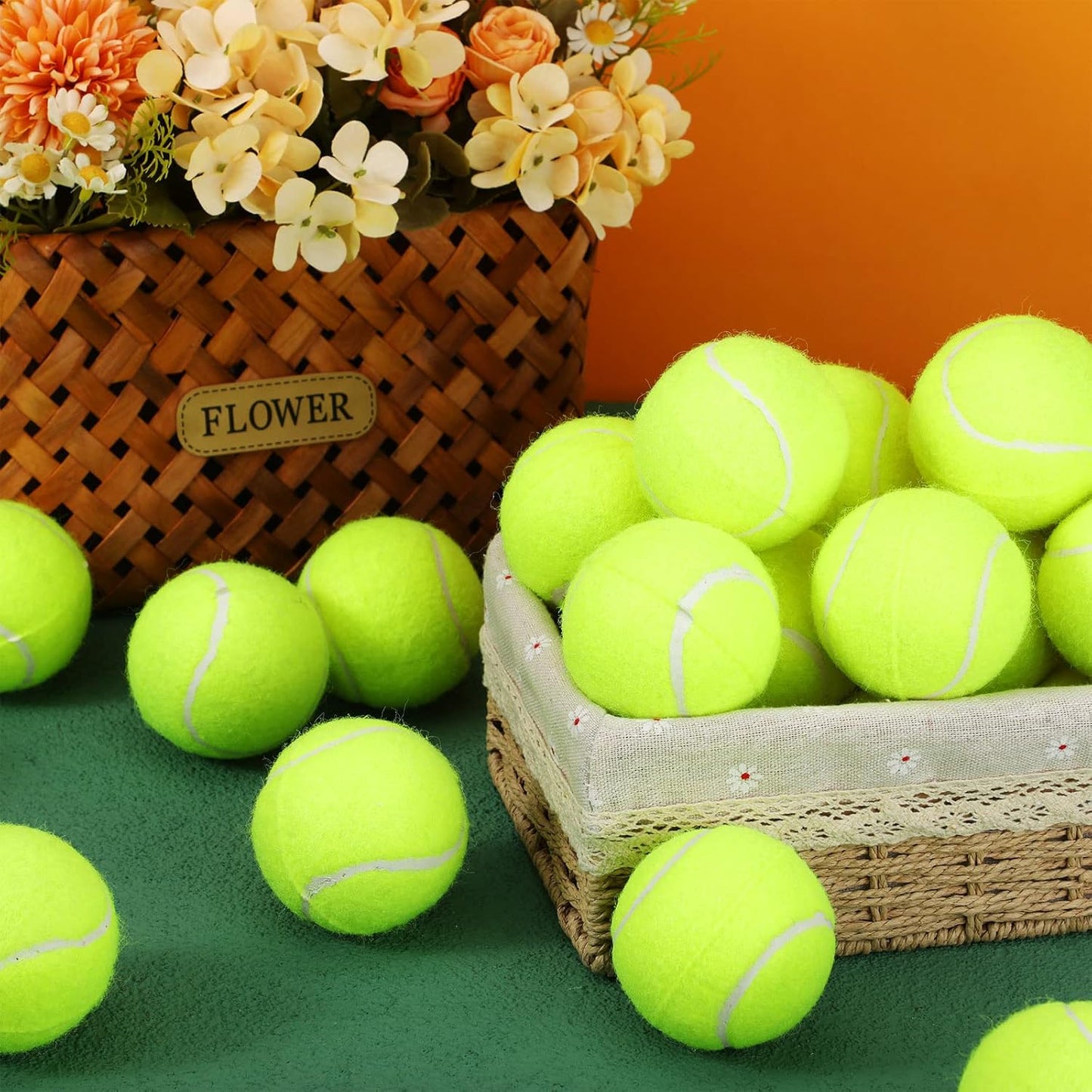 Macarrie 24 Pcs Precut Tennis Balls for Furniture Legs and Floor Protection Chairs Desks Furniture Tennis Balls for Chairs Feet Long Lasting Foot Covers(Yellow)