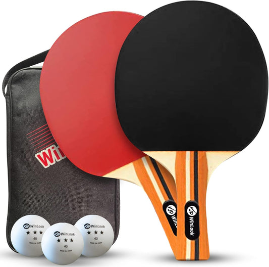 JP WinLook Ping Pong Paddles Sets - Portable Table Tennis Paddle Set with Ping Pong Paddles Professional Case & Ping Pong Balls - Premium Table Tennis Racket Player Set for Indoor & Outdoor Games