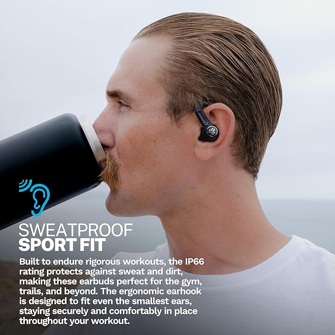 JLab Epic Air Sport ANC 3 True Wireless Bluetooth Earbuds for Active Workout, Hybrid Dual Drivers for Premium Sound, Hi-Res Audio, Spatial Audio, AAC, Sweatproof, 12+ Hours Playtime, Google Fast Pair