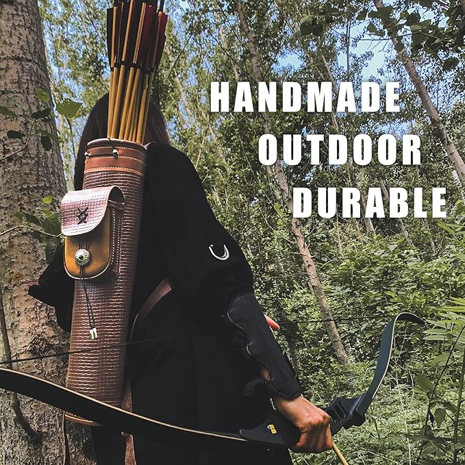 Arrow Quiver or Rustic Leather Quiver - Back Quiver for Arrows and Crossbow Quiver - Bow Quiver and Quiver for Compound Bow - Traditional Arrow Holder
