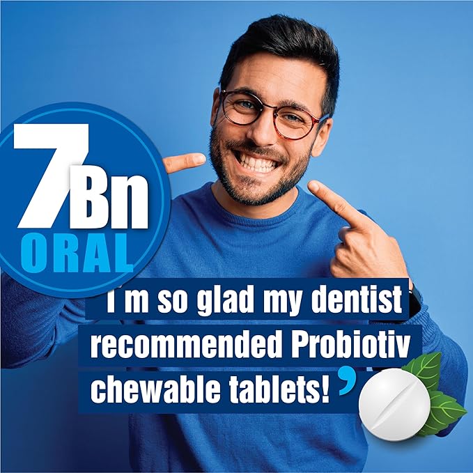 Oral Probiotics for Mouth Bad Breath 7 Billion CFU - Chewable Dental Probiotics for Teeth & Gums, Fresh Breath Freshener, Supports Oral Microbiome & Healthy Mouth