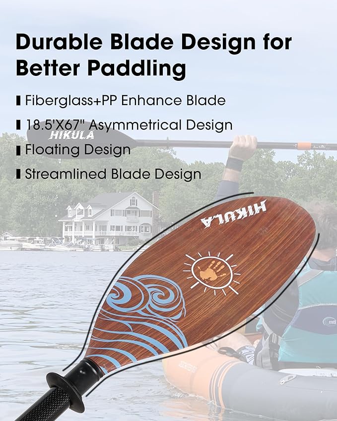 Adjustable Kayak Paddle with Carbon Shaft and PP Blade Available in 220-230/220-240/230-250cm Floating Lightweight Kayak Oars with Original Pattern