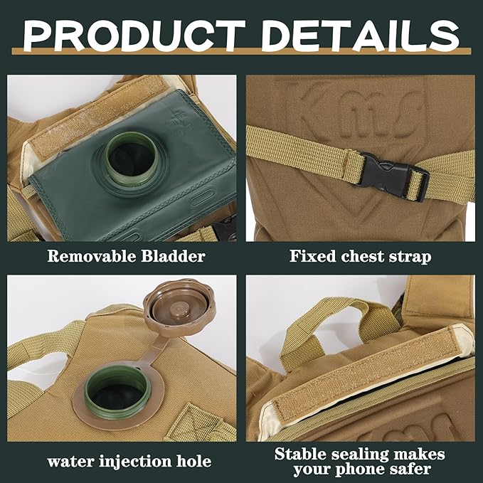 4 Pack Tactical Hydration Backpack with 3L Water Bladder Military Daypack Water Backpack Lightweight Hydration Back Pack for Running Cycling Climbing Hiking for Men Women