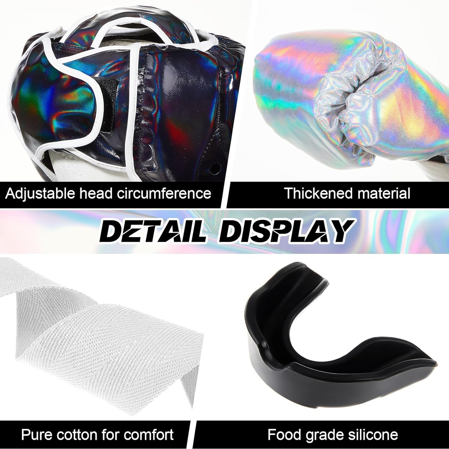 Kanayu 14 Pcs Boxing Set Including 2 Pair of 16 oz Boxing Gloves Headgear Helmet and Hand Wraps Mouth Guards Gifts for Adults Youth Beginners Training Equipment