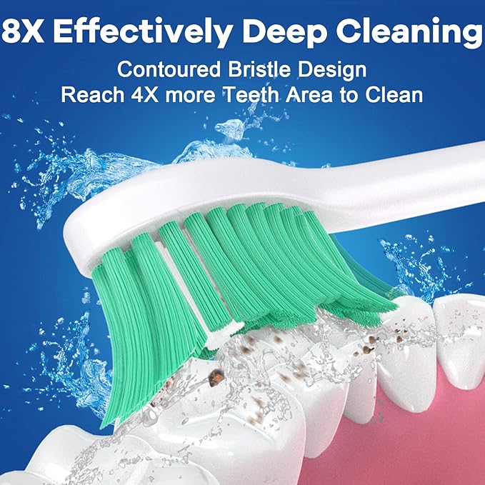 Toothbrush Heads for Philips Sonicare Essence Elite Advance Xtreme CleanCare E-Series Electric Sonic Screw-on Brush Replacement HX7022/66 HX7023 HX7001 with Cap, 6 Pack