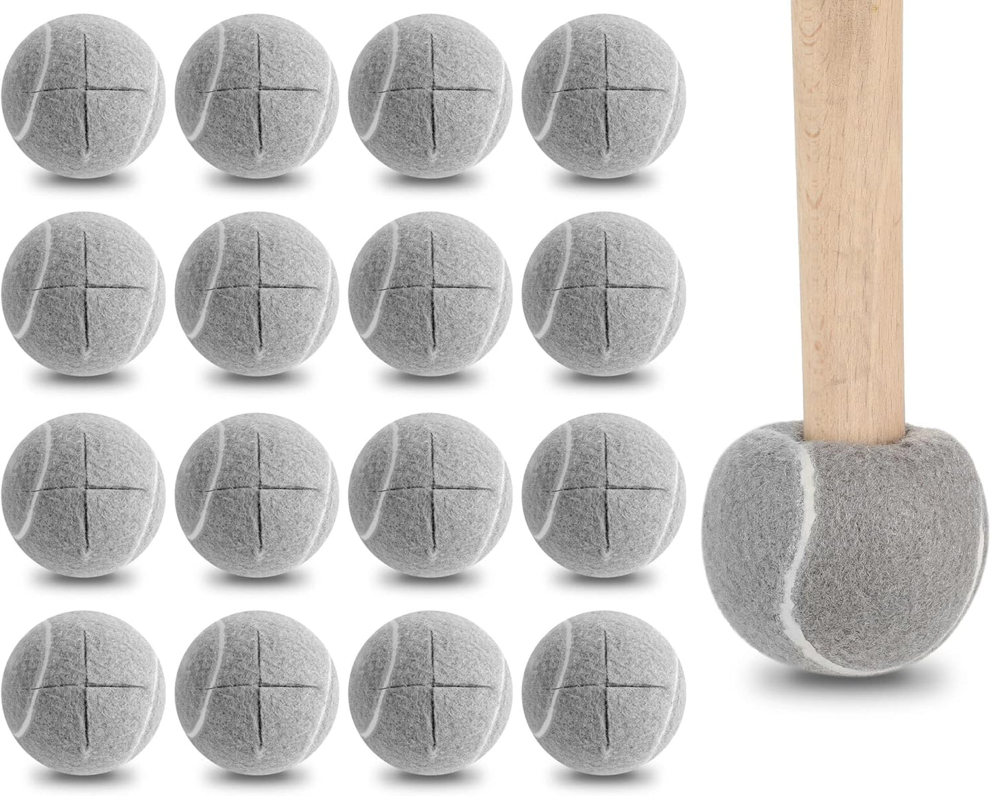 Macarrie 16 Pieces Precut Tennis Balls for Chairs Tennis Ball Chairs Foot Covers for Furniture Leg for Classroom Floor Protection Chair Desk Legs Coverings(Gray,6.3 cm)