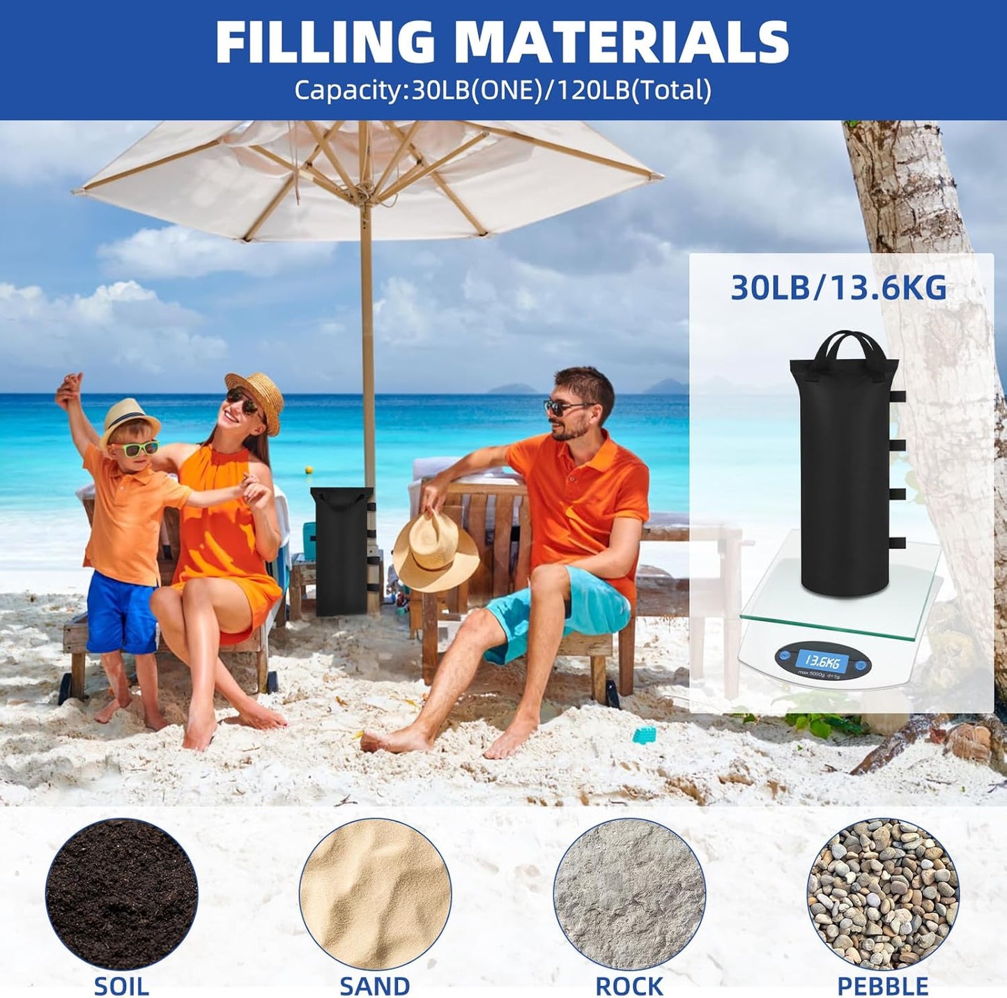 Kaskawise Sand Bags for Canopy Weights Set of 4,120LBS Sand Bags for Canopy Legs,900D Oxford SandBags for Pop up Tent Weights,Outdoor Tent,Patio Umbrella,Gazebo,Sun Selter, Black