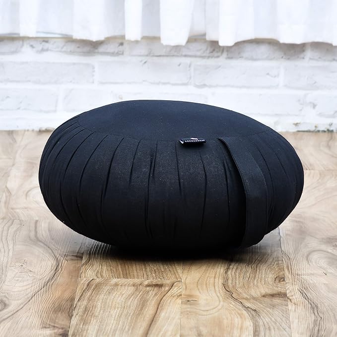 Leewadee Meditation Cushion Set – 1 Round Zafu Meditation Pillow and 1 Square Roll-Up Zabuton Meditation Mat, Pillows Bundle Filled with Kapok