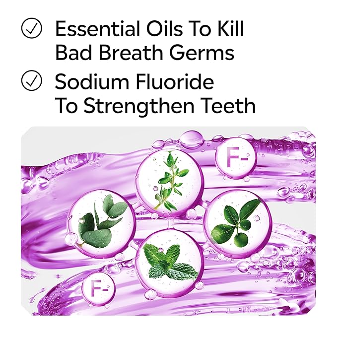 Listerine Total Care Alcohol-Free Anticavity Mouthwash, 6 Benefit Fluoride Mouthwash for Bad Breath and Enamel Strength, Fresh Mint Flavor, Twin Convenience Pack, 2 x 1 L