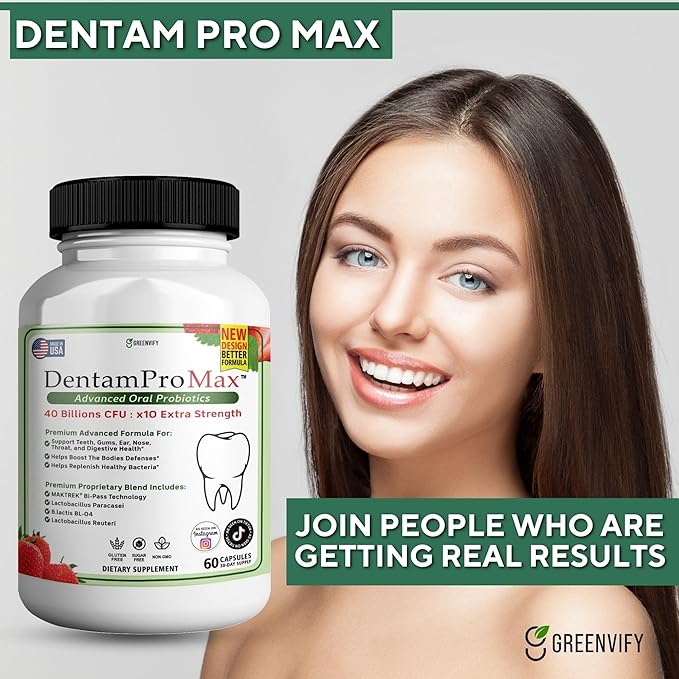 DentamPro Max for Gums and Teeth Health & Fresh Breath - 40 Billion CFU Advanced Oral Probiotics for Mouth Bad Breath, Capsule Supplement (2)