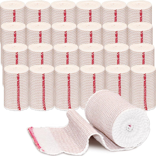 24 Pack Elastic Bandage Wrap 3” Bandage Wrap with Hook and Loop Closure on Both Ends Self Adhesive Bandage Wrap for Sports, Medical, and Injury Recovery