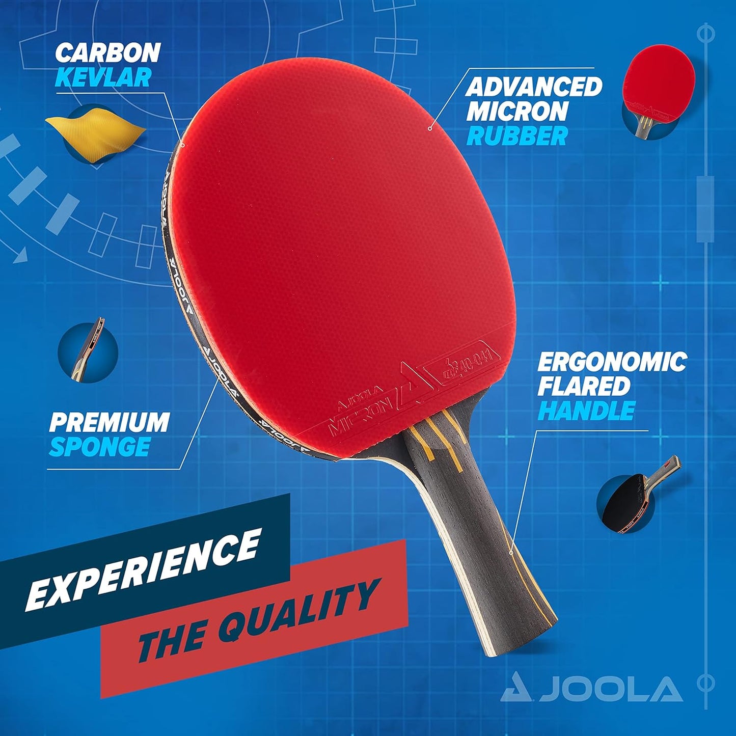 JOOLA Infinity Overdrive - Professional Performance Ping Pong Paddle with Carbon Kevlar Technology - Black Rubber on Both Sides - Competition Table Tennis Racket for Advanced Training - Extreme Speed