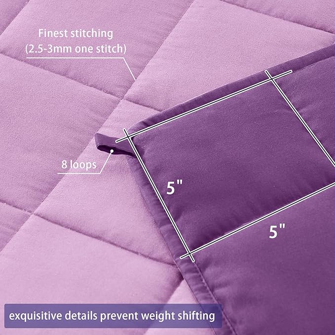 King Size Weighted Blanket for Adults (25 lbs, 80” x 87”, Purple) Cooling Heavy Blanket for Sleeping Perfect for 240-260 lbs, Breathable Blanket for Adults & Couple All Season, Machine Washable