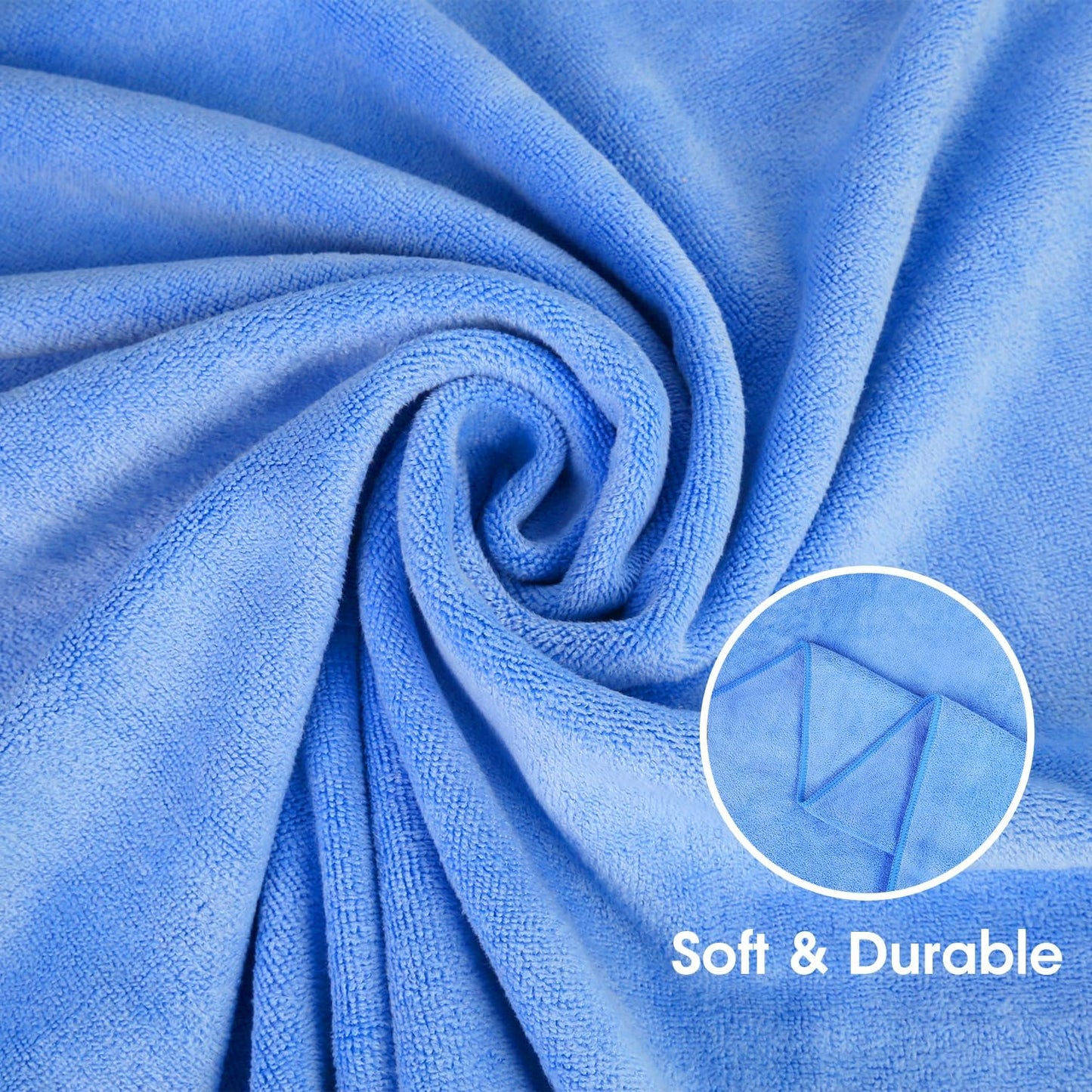 JML Microfiber Towels, Bath Towel Set (6 Pack, 27" x 55") - Extra Large, Soft, Absorbent, Fast Drying Bathroom Towel for Shower, Swimming, Fitness, Sport, Yoga, Peach/Grey/Blue