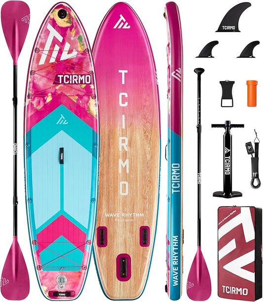 Inflatable Stand Up Paddle Board for Adults with Seam Welded Technology, 10'6''x33''x6'', Durable SUP with Dual-Blade Paddle and Complete Accessories, 390 lbs Capacity, Beginner-Friendly