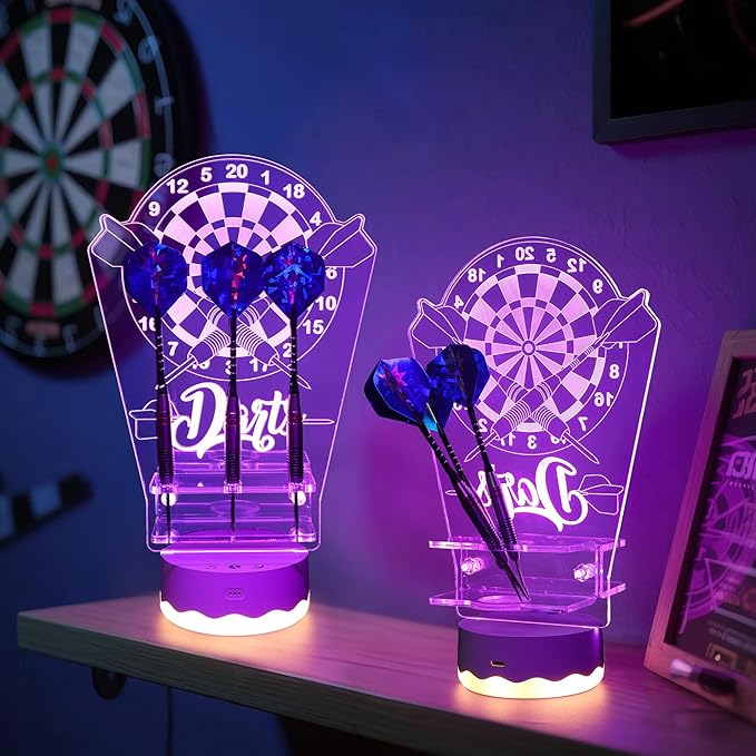 Light Up Dart Holder, 16 Colors Changing Lights Acrylic Dart Holder Stand with Remote Control, Birthday Christmas Gifts for Men Player or Darts Enthusiasts