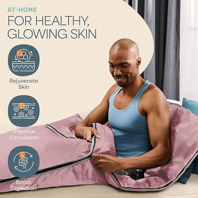 Lifepro BioRemedy Infrared Sauna Blanket – Available in 5 Colors – Portable Far Infrared Home Sauna Bag for Detox, Tension, and Relaxation – Adjustable Temp (86–158°F) & Timer – Includes Detox Wraps