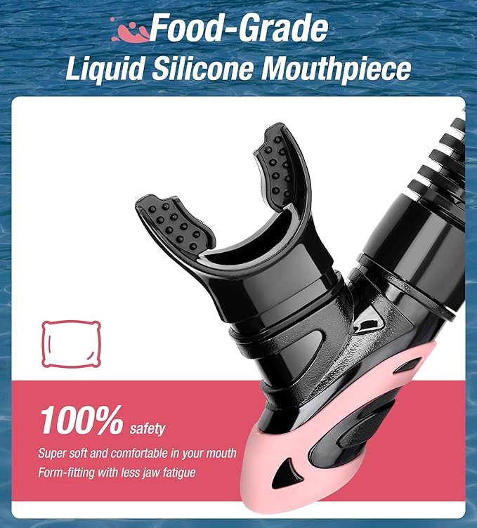 Aegend Dry Snorkel, Dive Mask Easy-Breath Free Diving Snorkel for Snorkeling Scuba Diving Freediving Swimming, with Top Dry Valve and Food-Grade Silicone Mouthpiece