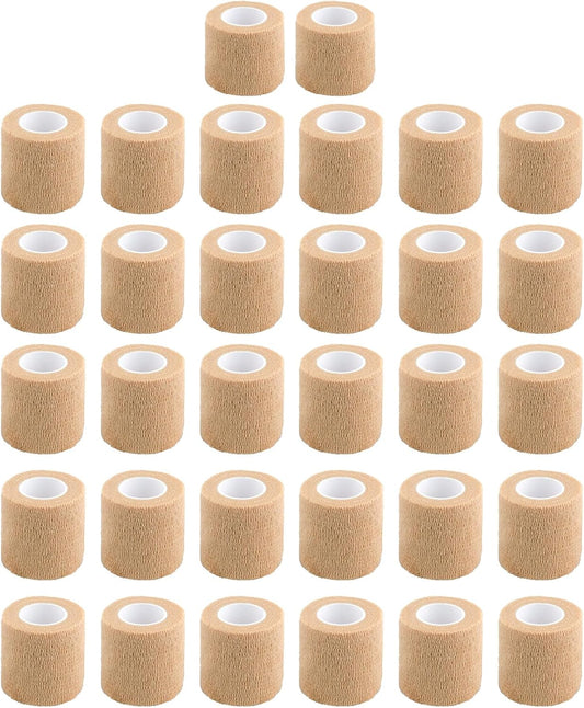 32 Rolls Self Adhesive Bandage Wrap 2 inch Cohesive Bandage Wrap Stretch Bandages Wraps Tape Skin Elastic Self-Adherent Tape for Wrist Ankle Sports Swelling Sprains