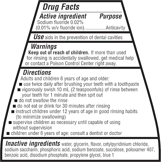 Amazon Basics Anticavity Fluoride Mouthwash, Alcohol Free, Refreshing Mint, 1 Liter, 4-Pack