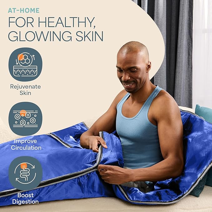 Lifepro BioRemedy Infrared Sauna Blanket – Available in 5 Colors – Portable Far Infrared Home Sauna Bag for Detox, Tension, and Relaxation – Adjustable Temp (86–158°F) & Timer – Includes Detox Wraps