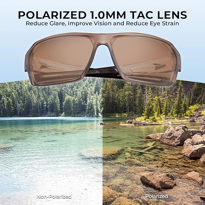 KastKing Chippewa Polarized Fishing Sunglasses, UV400 Protection Full Wrap Frame Sports Cycling Sunglasses, 1.0mm TAC Lenses