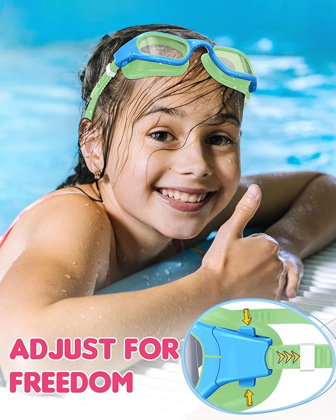 Kids Swim Goggles,Swimming Goggles for Kids 6-14, Anti-Fog UV Protection Pool Glasses for Boys Girls